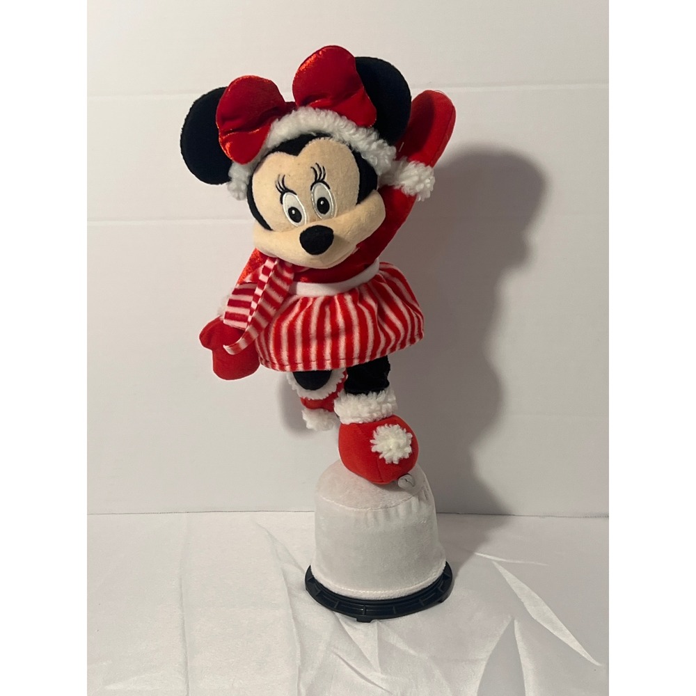 Disney Minnie Mouse Ice Skating Holiday Plush‎ Figure Red White 15 inch